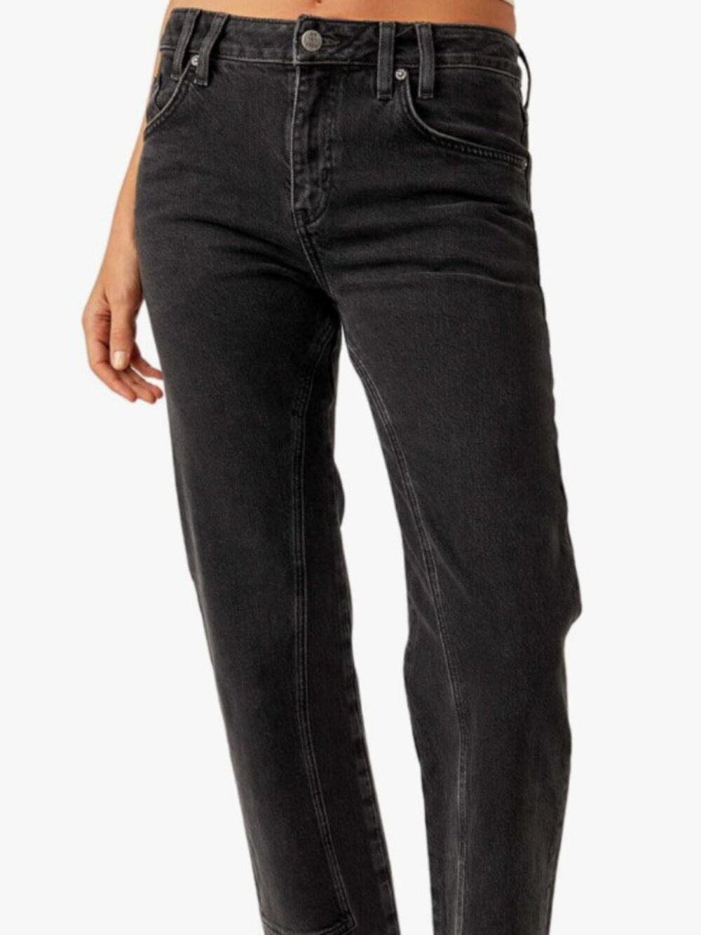 Free People Risk Taker High Rise Straight Stretch Jean Black Size 30